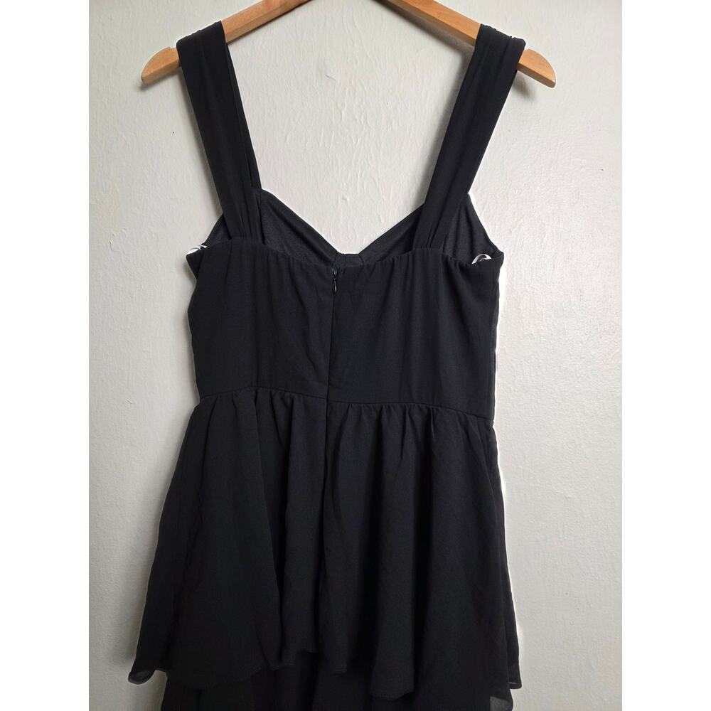 Lulus Carlynda Black Tiered Bustier Chiffon Basque Waist A Line Maxi Dress M - Picture 12 of 14